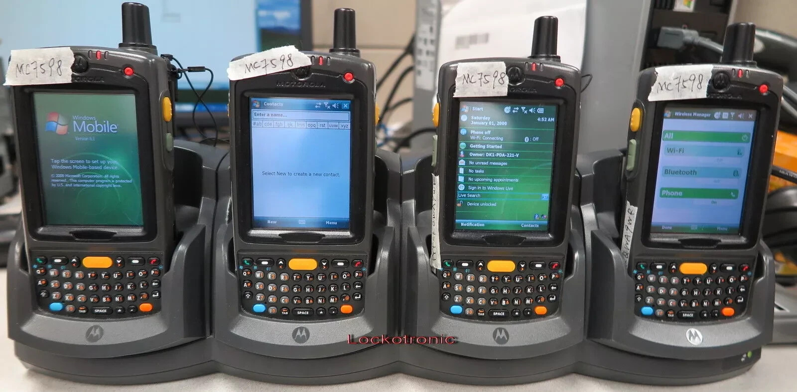 Lot of 4 Motorola Symbol Pocket PC Barcode Scanner MC70 MC7598 PYFSKQWA9WR SET