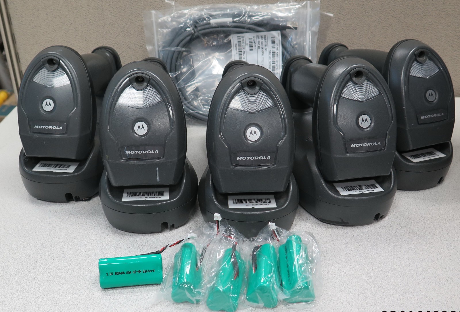 Lot of 5 Zebra Motorola LI4278 Barcode Scanner with STB4278 Cradle & New Battery