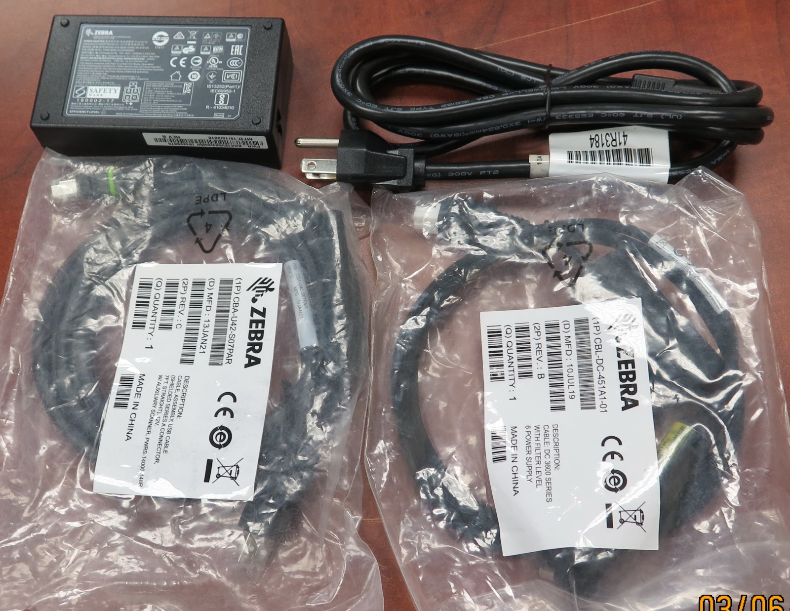 New Zebra Scanner Powered USB Cable CBA-U42-S07PA STB3678 Cradle FLB3678 DS3678