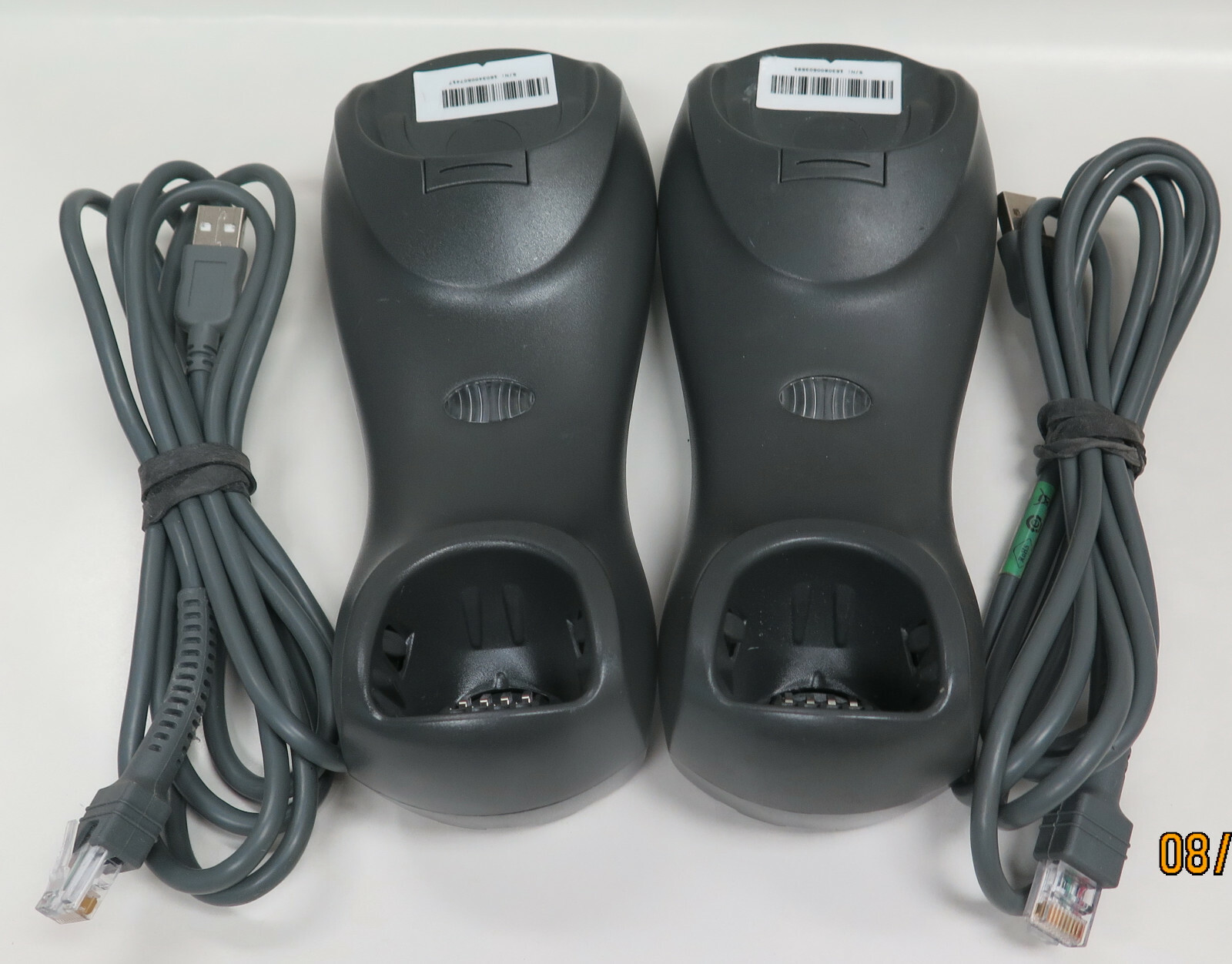 Lot of TWO Zebra Motorola Symbol Barcode Scanner STB4278 Cradle Black USB
